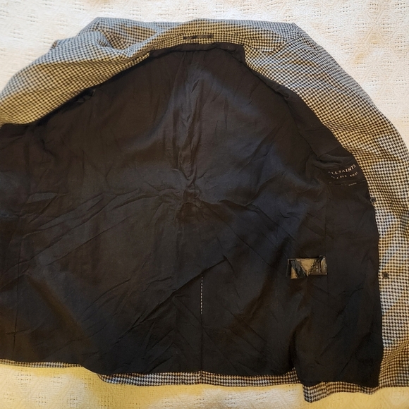 Stylish Houndstooth ALL SAINTS Wool Blend Blazer Size 0 - Picture 4 of 11